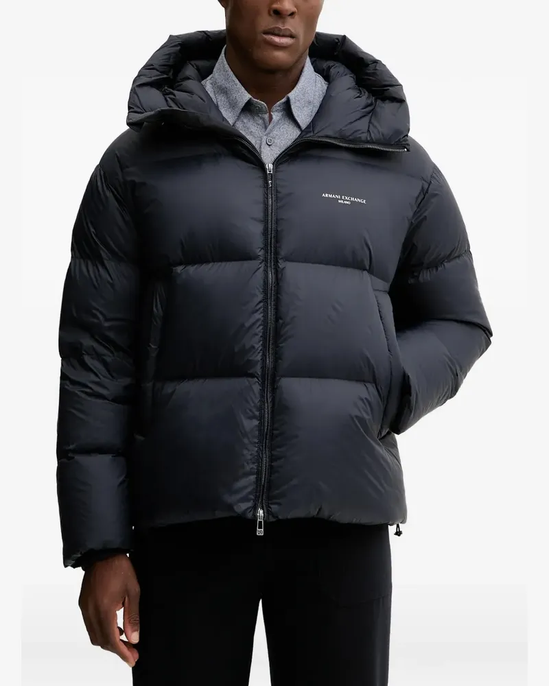 Armani Exchange logo-print padded jacket - Schwarz Schwarz