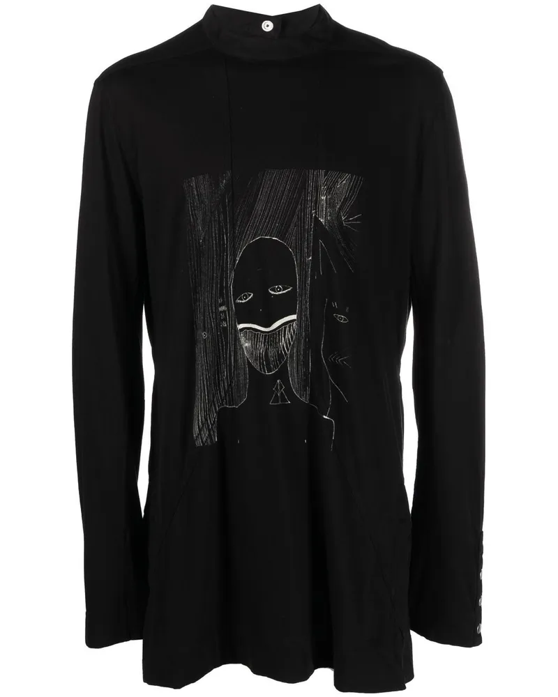 DRKSHDW by Rick Owens Langarmshirt mit grafischem Print - Schwarz Schwarz
