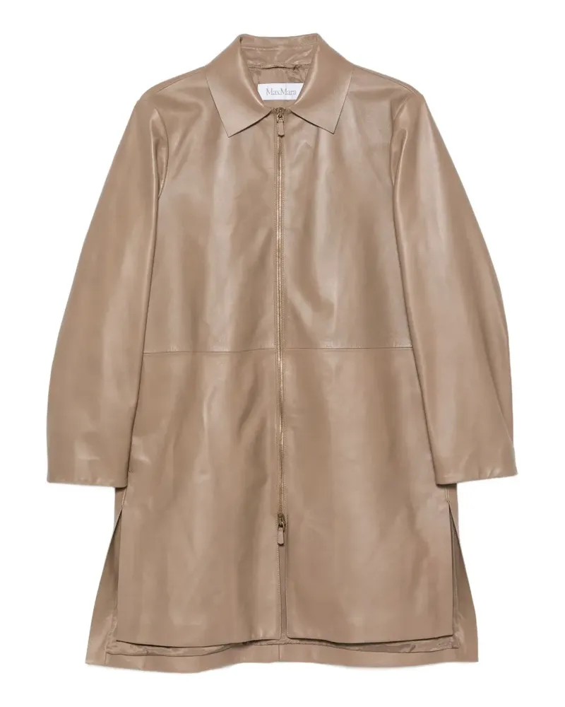 Max Mara leather zip-up coat - Nude Nude