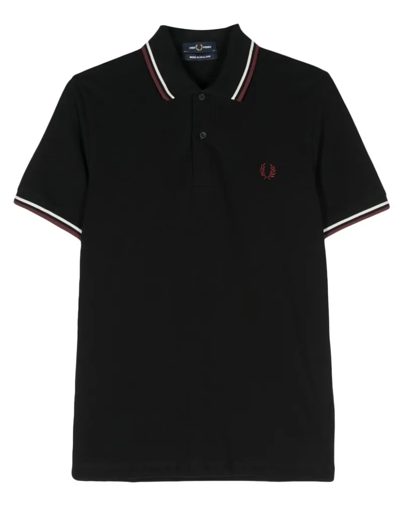 Fred Perry Poloshirt mit Logo-Stickerei - Schwarz Schwarz
