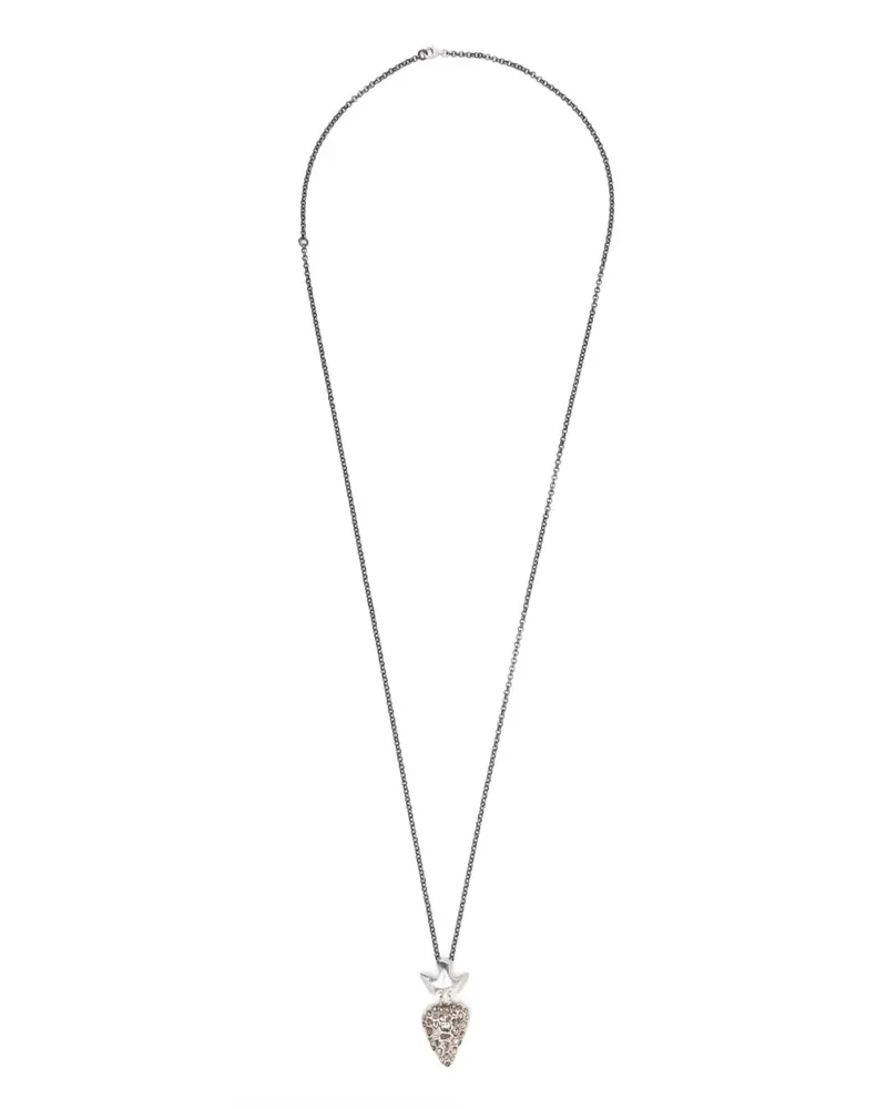 Rosa Maria Sterlingsilber-Halskette mit Diamant-Anhänger Silber