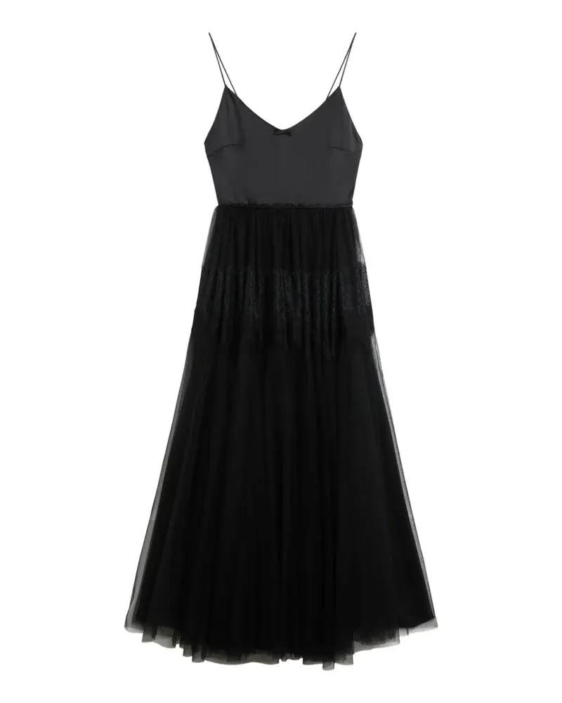 Viktor & Rolf tulle lace-trim maxi dress - Schwarz Schwarz