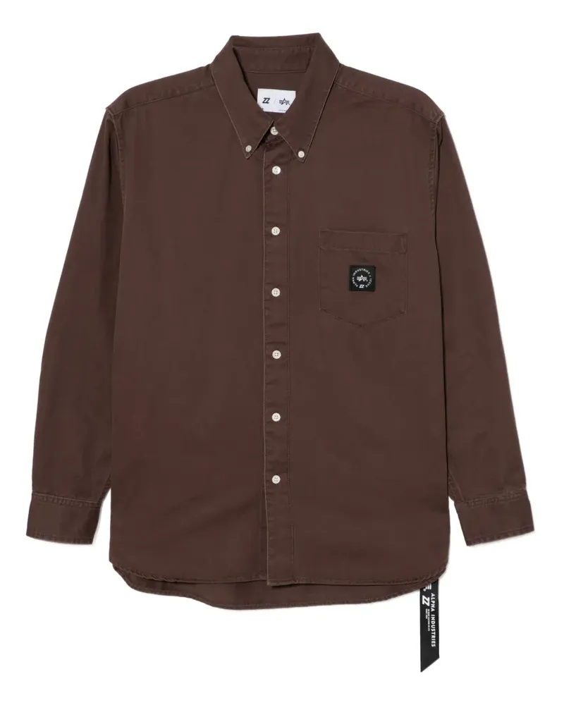 Izzue Hemd mit Logo-Patch - Braun Braun