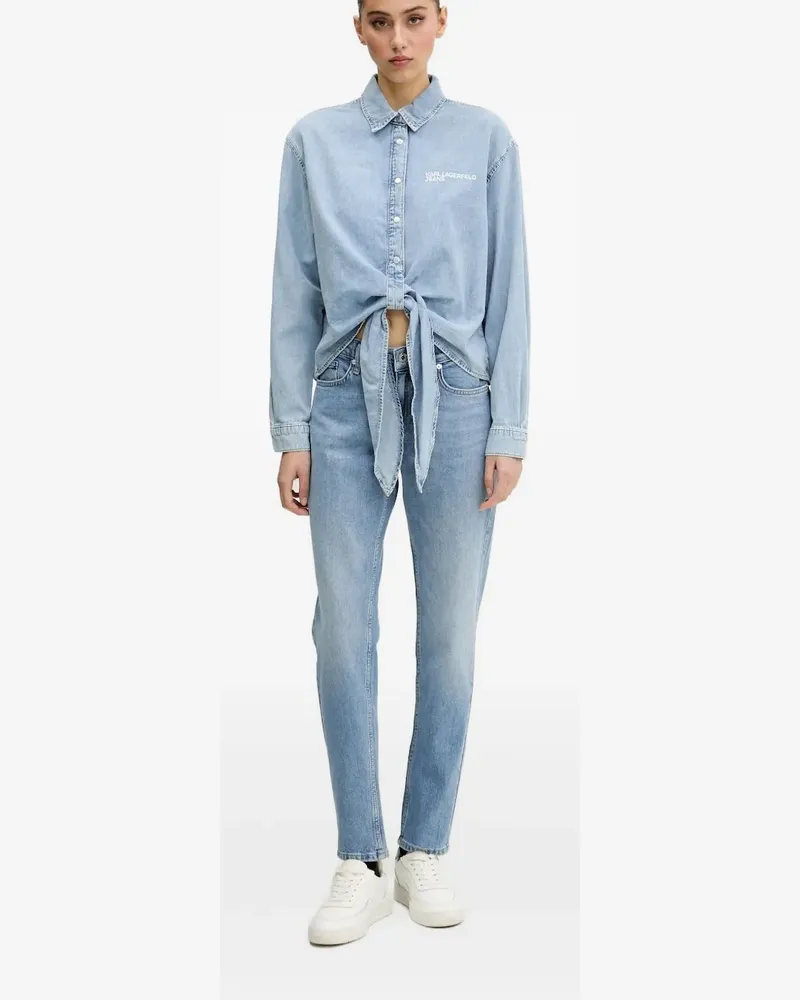 Karl Lagerfeld Five-Pocket-Jeans mit Logo-Patch - Blau Blau