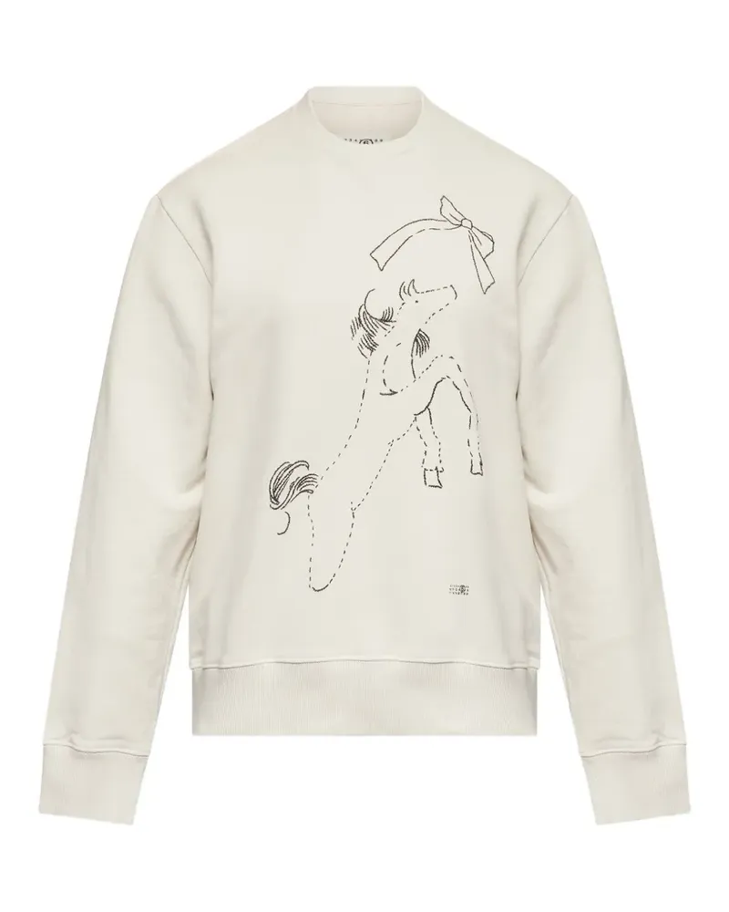 Maison Margiela horse-print unbrushed-cotton sweatshirt - Nude Nude