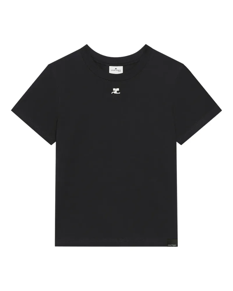 Courrèges T-Shirt mit Logo-Stickerei - Schwarz Schwarz
