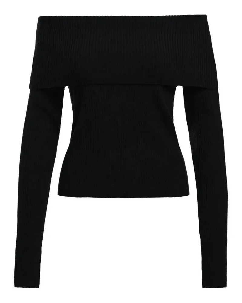 Essentiel Schulterfreier Killy Pullover aus Rippstrick - Schwarz Schwarz