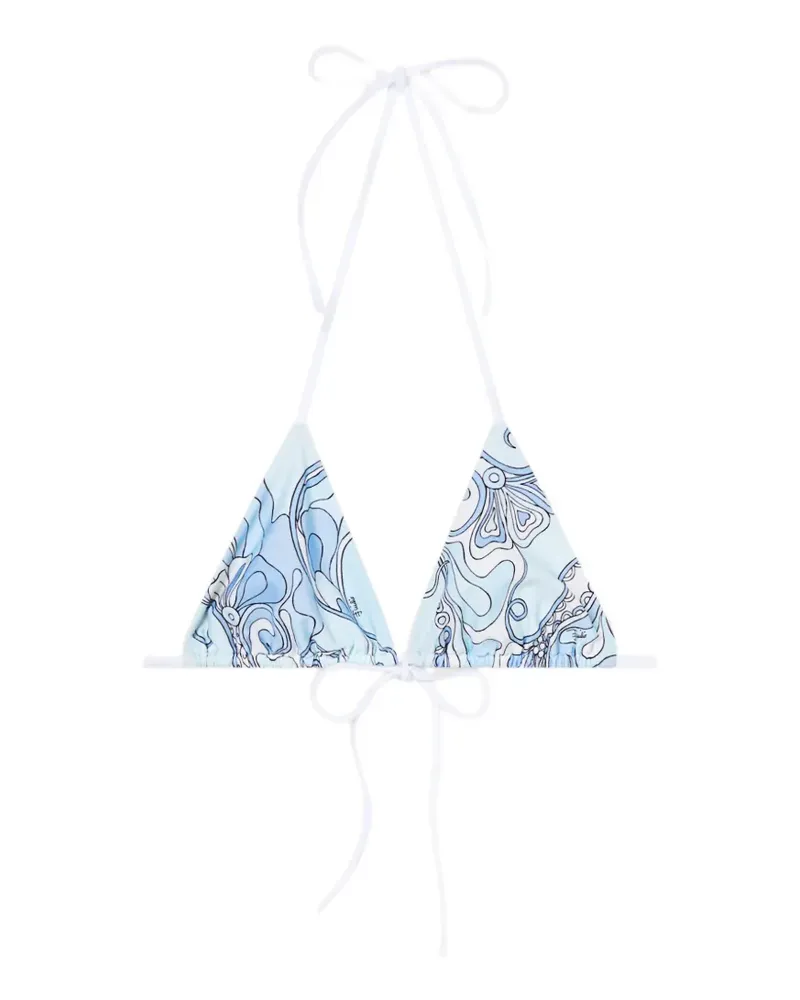 Emilio Pucci Orchidee-print triangle bikini top - Blau Blau