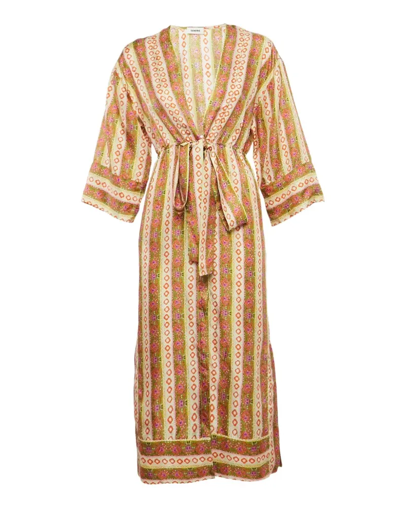 Sandro floral striped kaftan midi dress - Nude Nude