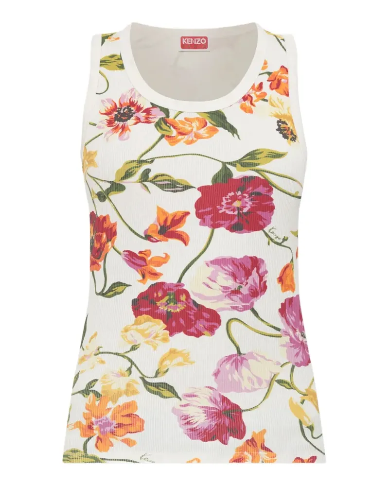 Kenzo Wildflower floral-motif ribbed top - Weiß Weiß