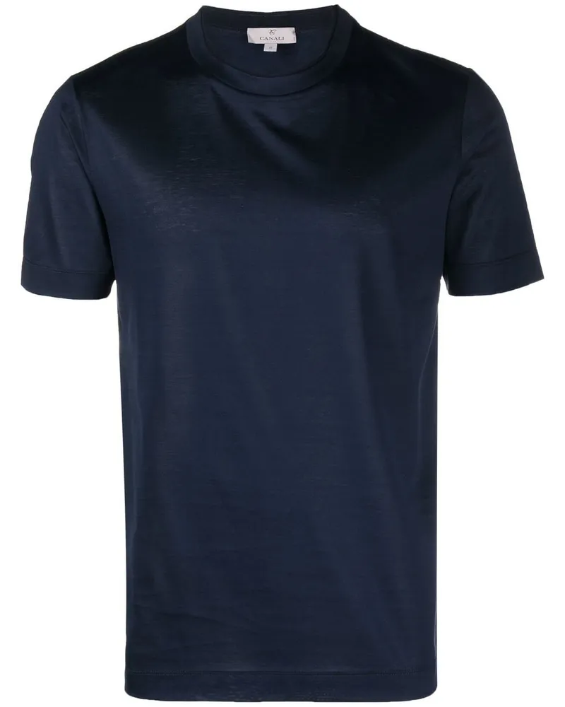 Canali T-Shirt mit rundem Ausschnitt Blau
