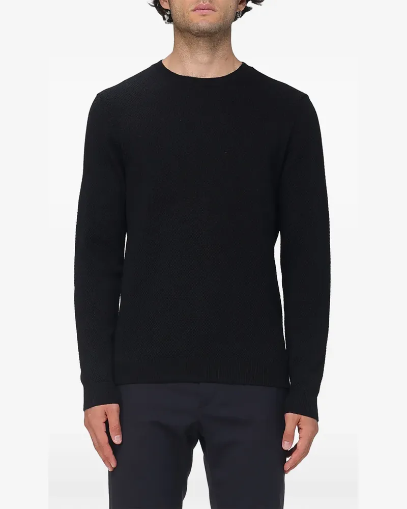 Zanone Schurwollpullover mit Wabenstrickmuster - Schwarz Schwarz
