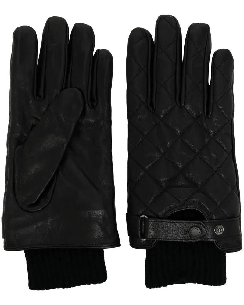 Barbour Gesteppte Lederhandschuhe - Schwarz Schwarz