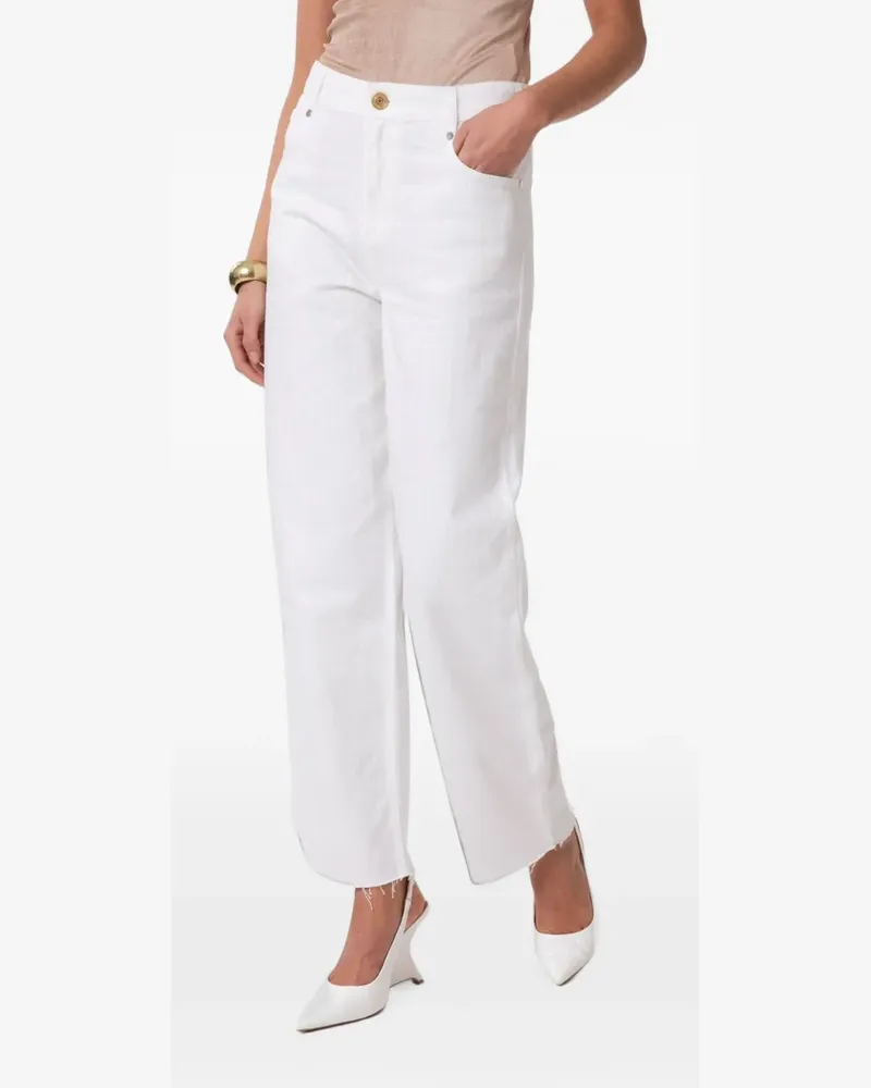 Gaëlle Bonheur strass-embellished raw-cut jeans - Weiß Weiß