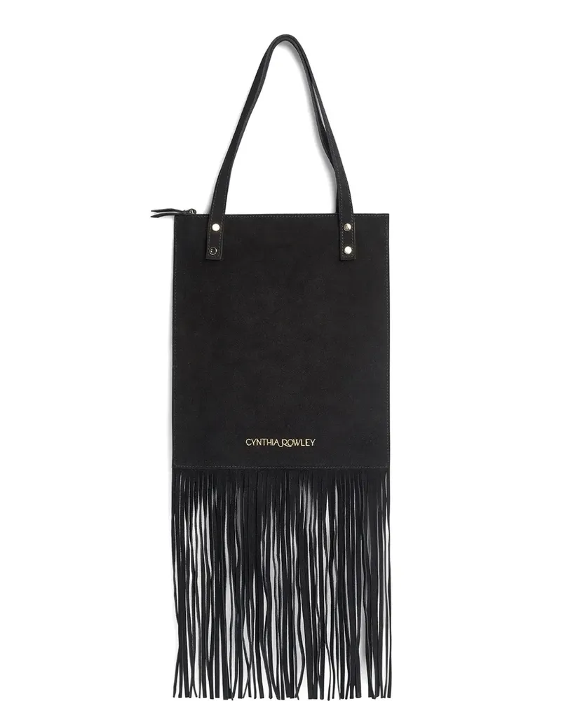 Cynthia Rowley Felicity fringe suede tote bag - Schwarz Schwarz