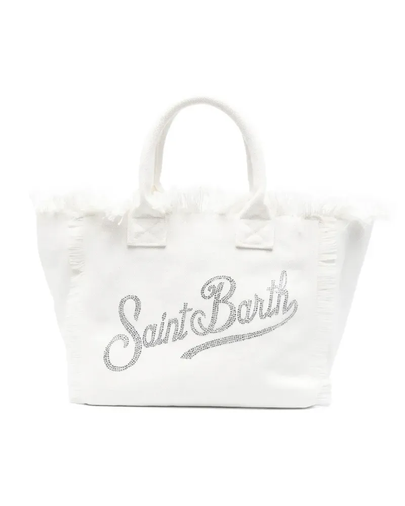MC2 Saint Barth strass-embellished frayed tote bag - Weiß Weiß