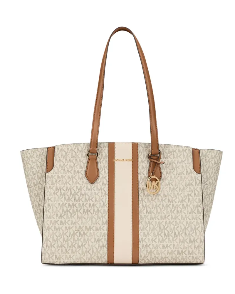 Michael Kors Tote Bag mit Monogramm-Print und Logo-Anhänger - Nude Nude