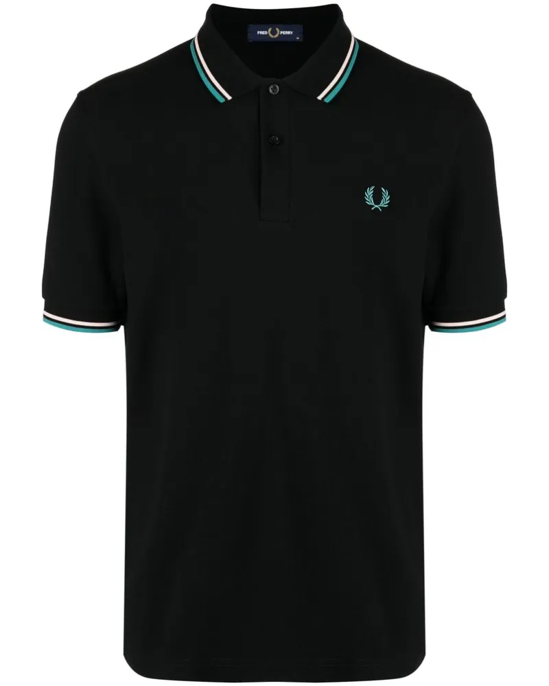 Fred Perry Poloshirt mit Logo-Stickerei - Schwarz Schwarz
