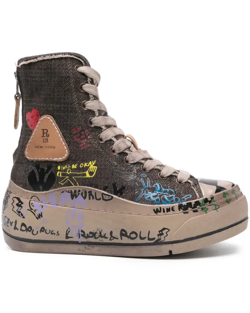 R13 High-Top-Sneakers mit Plateau - Braun Braun