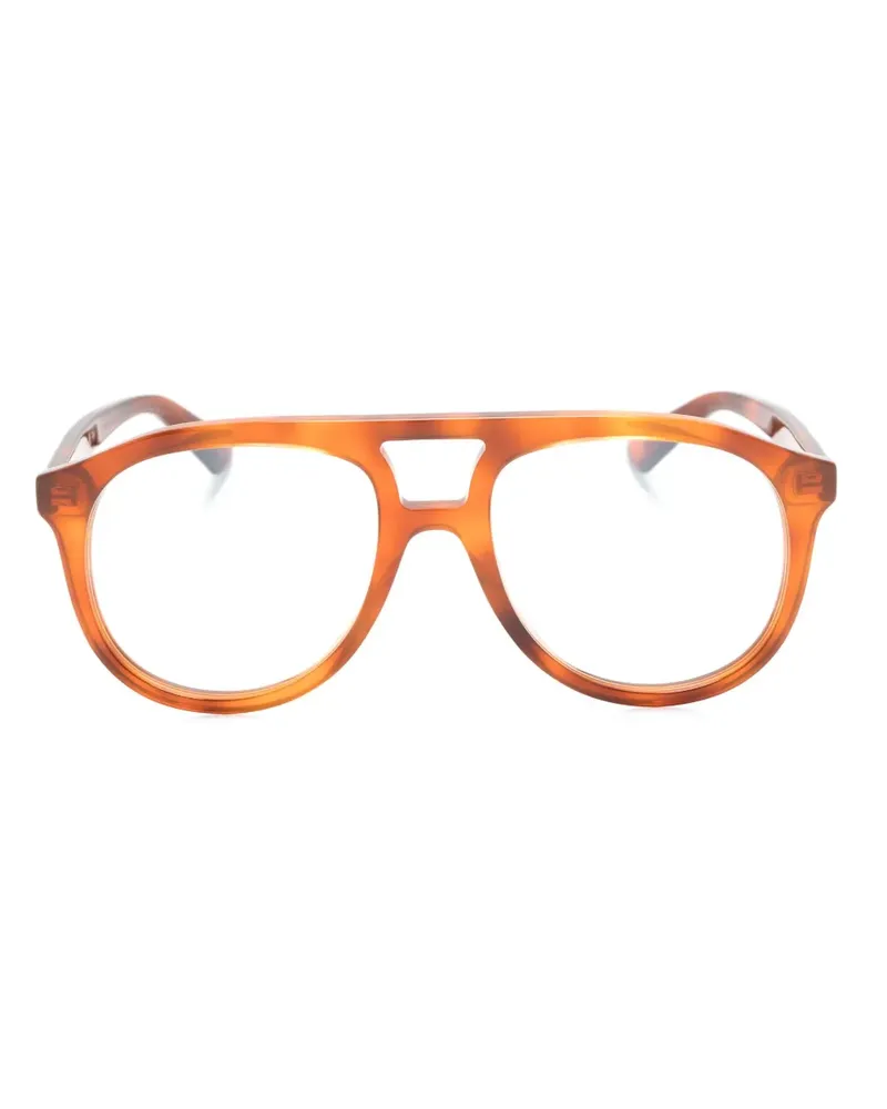 Gucci Pilotenbrille mit Logo-Schild - Braun Braun