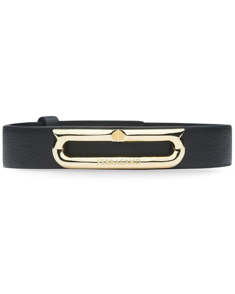 Ferragamo Lederarmband mit Gancini-Schild Schwarz