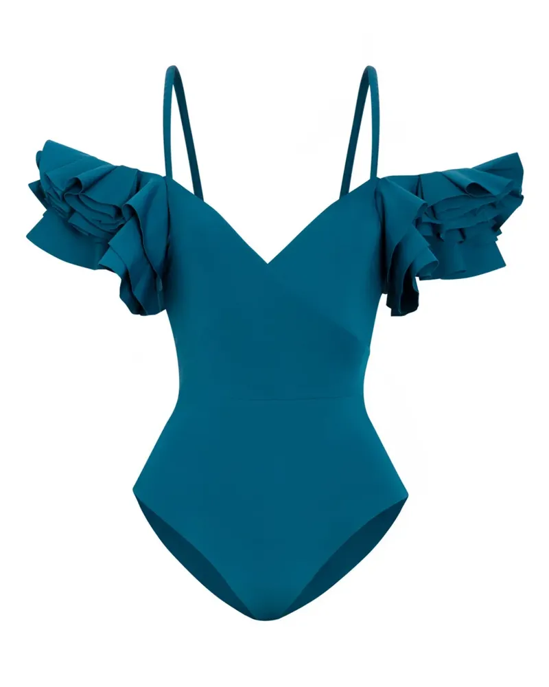 Maygel Coronel Gerüschter Blas Badeanzug - Blau Blau