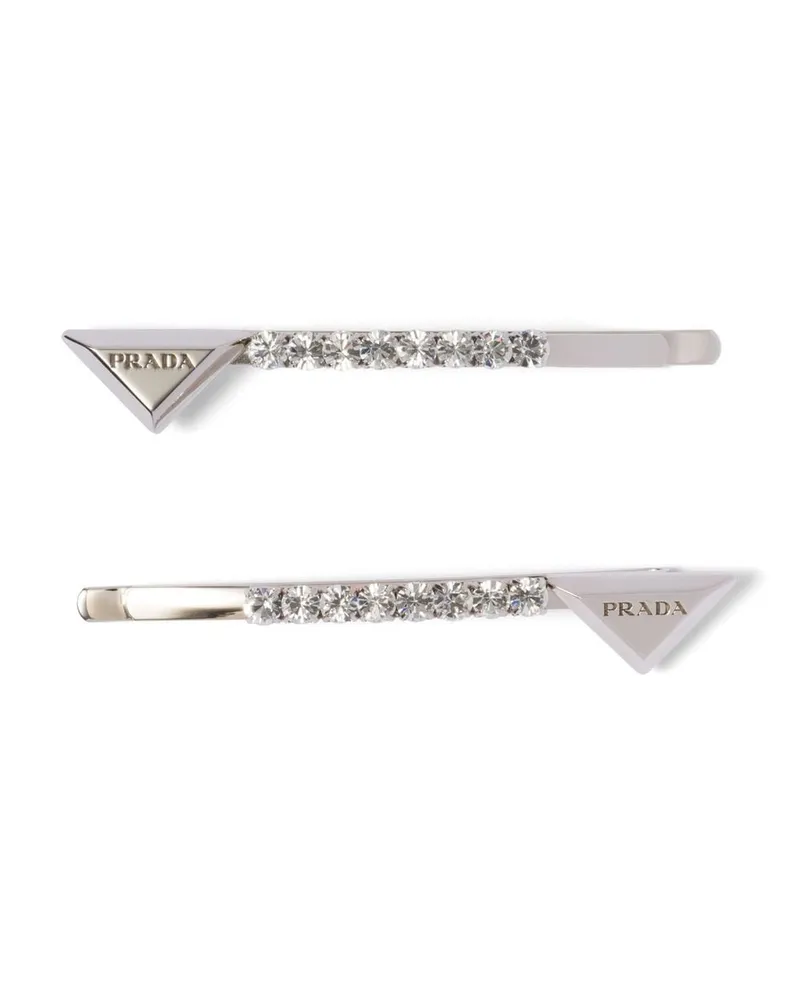 Prada Haarspangen mit Kristallen (2er-Set) - Silber Silber