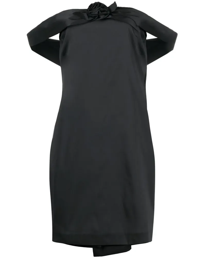 BERNADETTE Schulterfreies Kleid mit blumigen Applikationen - Schwarz Schwarz