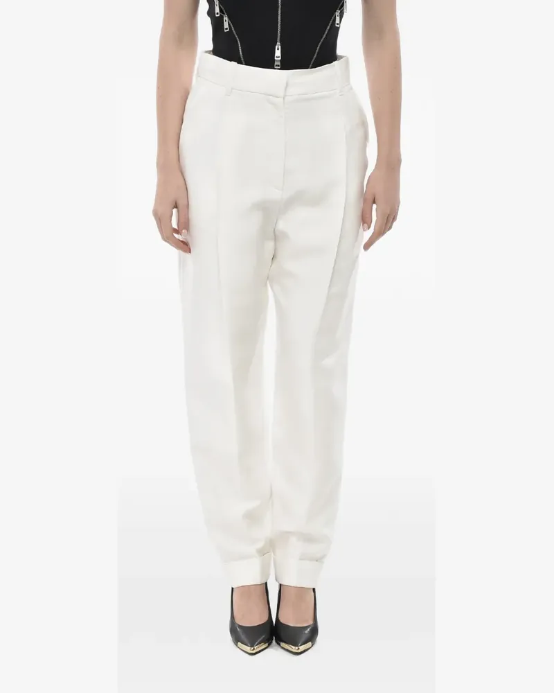 Alexander McQueen pleated turn-up trousers - Weiß Weiß