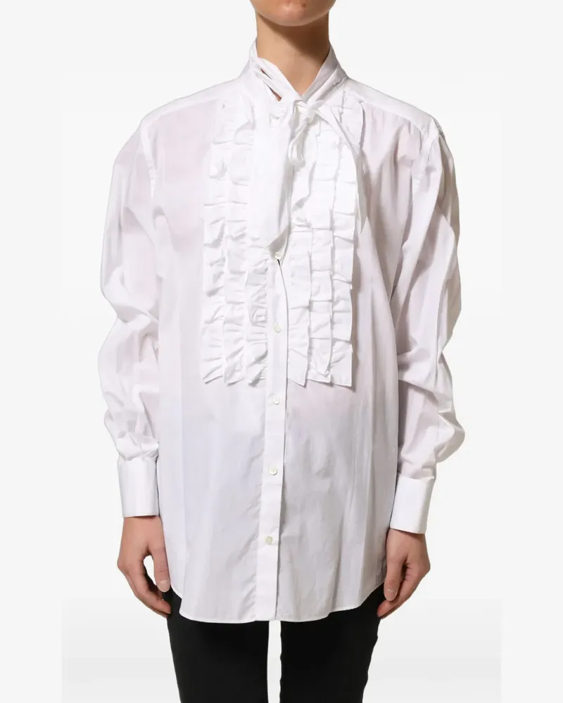 Dolce & Gabbana ruffled-bib pussy-bow blouse - Weiß Weiß