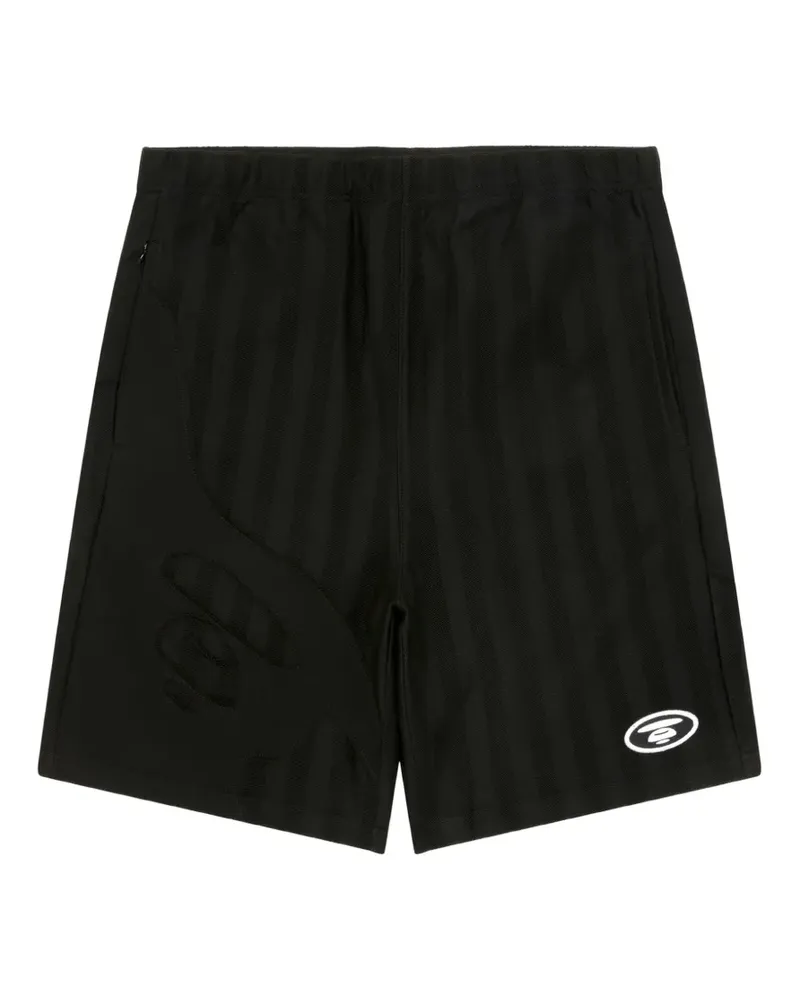 BAPE logo-patch striped shorts - Schwarz Schwarz