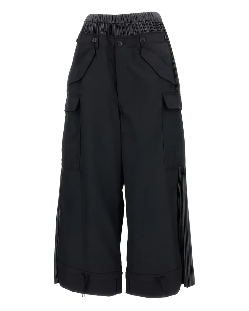 Junya Watanabe pleated-panel cargo-pocket trousers - Schwarz Schwarz