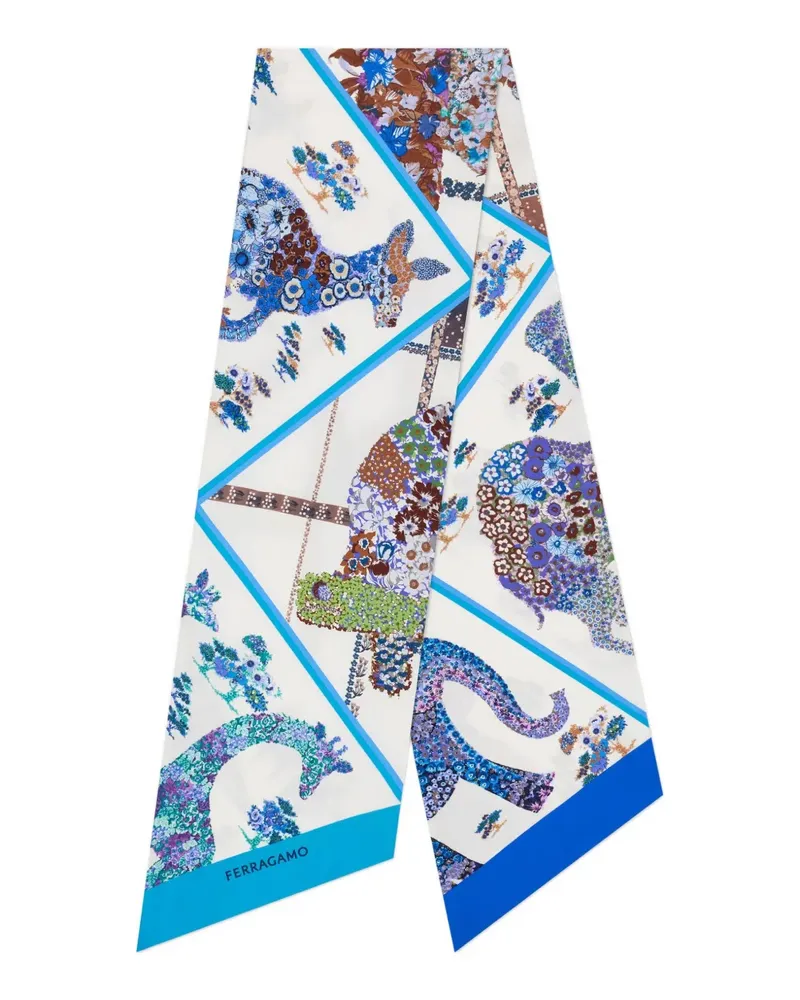 Ferragamo Schal mit Blumenmuster - Blau Blau