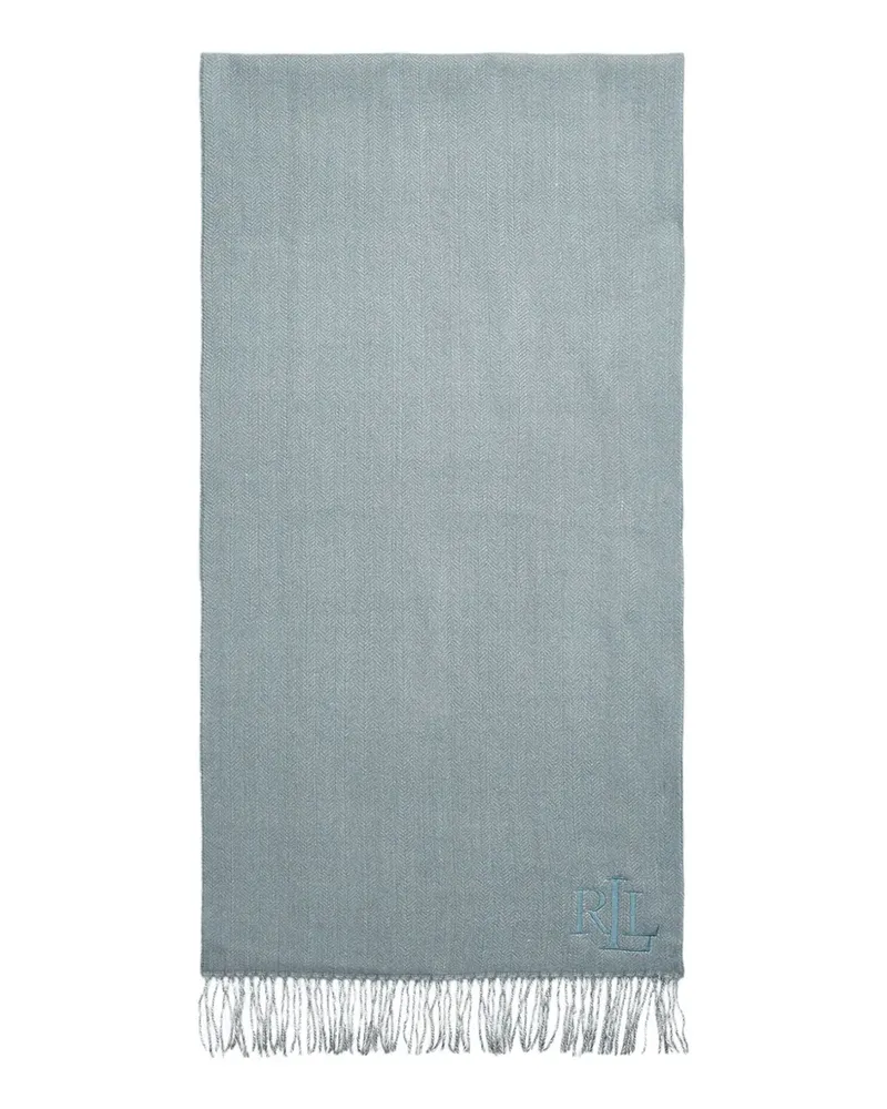Ralph Lauren logo-embroidered fringed scarf - Blau Blau