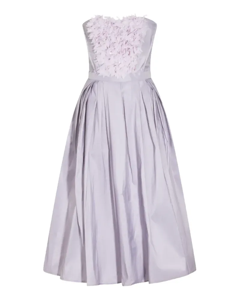 Elisabetta Franchi floral-appliqué pleated midi dress - Violett Violett