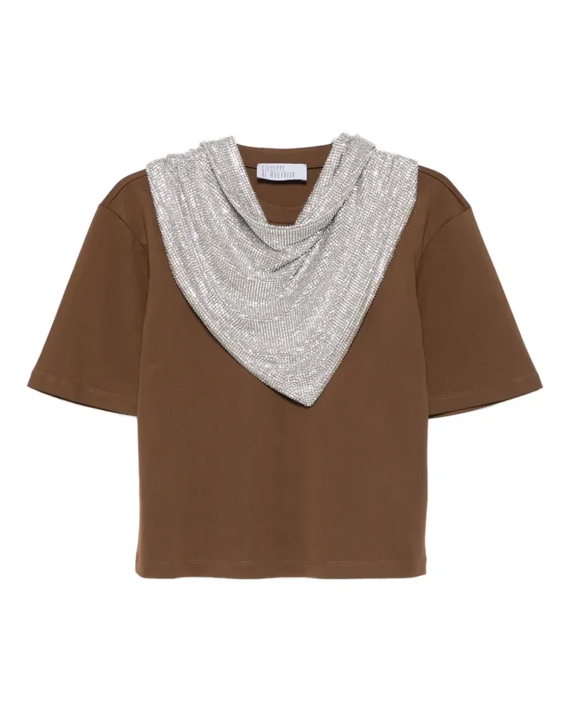 Giuseppe di Morabito embellished-detail draped T-shirt - Braun Braun