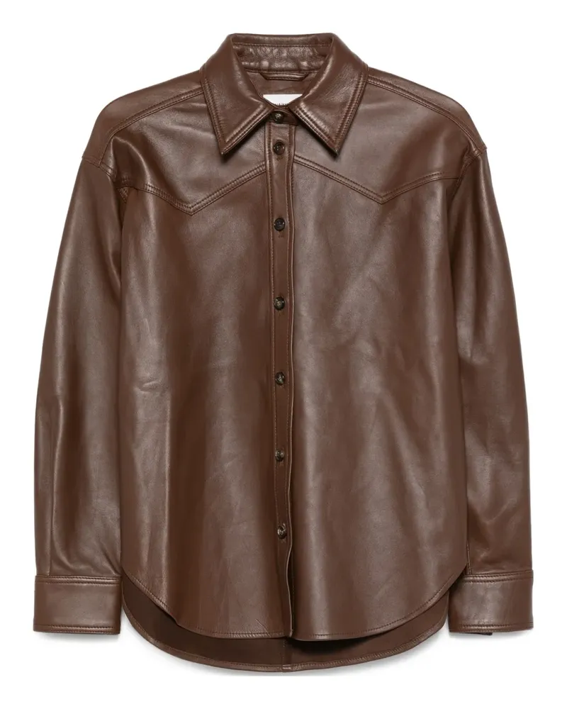 Haikure Hemdjacke aus Leder - Braun Braun