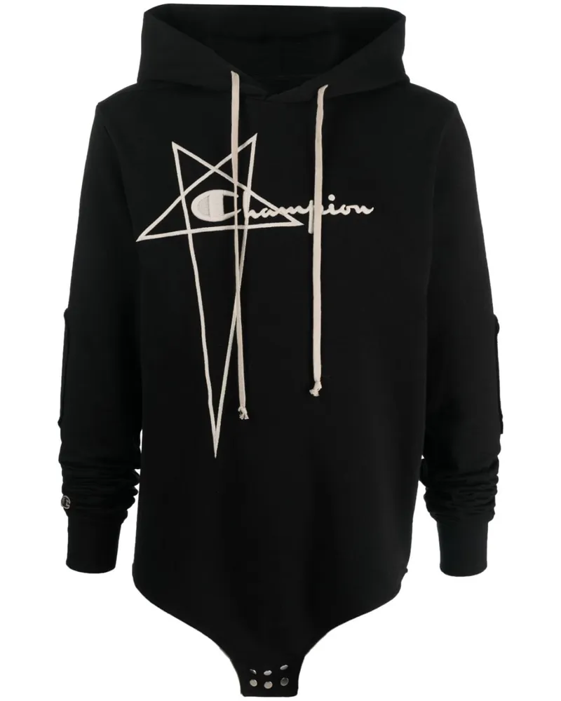 Rick Owens Hoodie mit Logo-Stickerei Schwarz