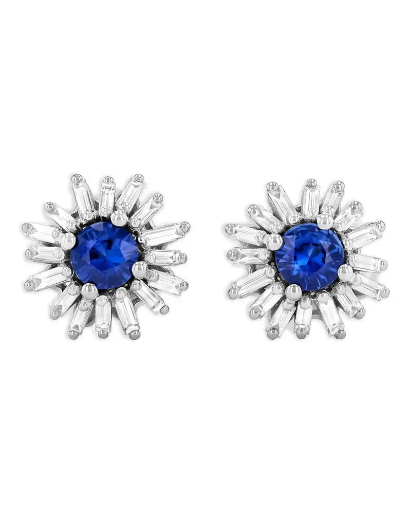 Suzanne Kalan 18kt Weißgoldohrstecker mit Saphir und Diamant - Silber Silber
