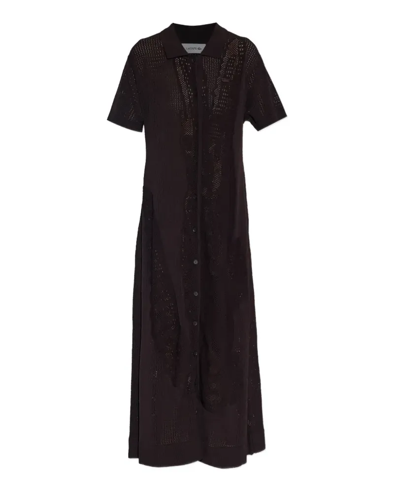 Lacoste short-sleeve collared knitted midi dress - Braun Braun