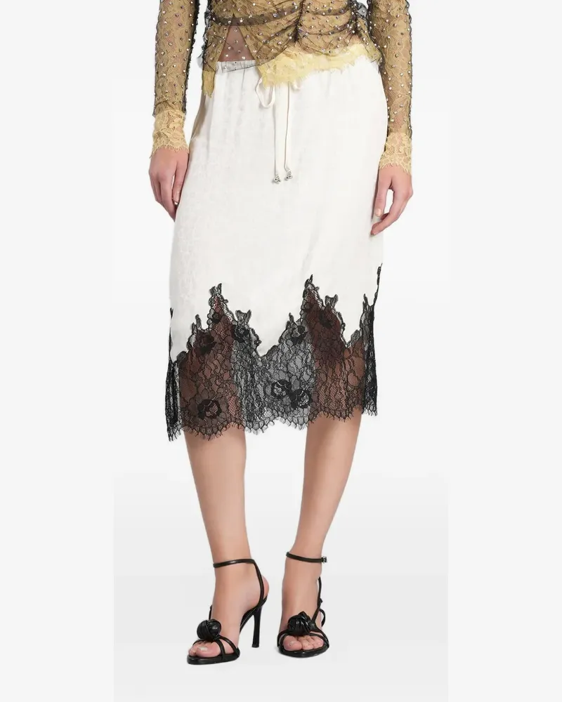 SIEDRES Nell lace-trim side-slit midi skirt - Nude Nude
