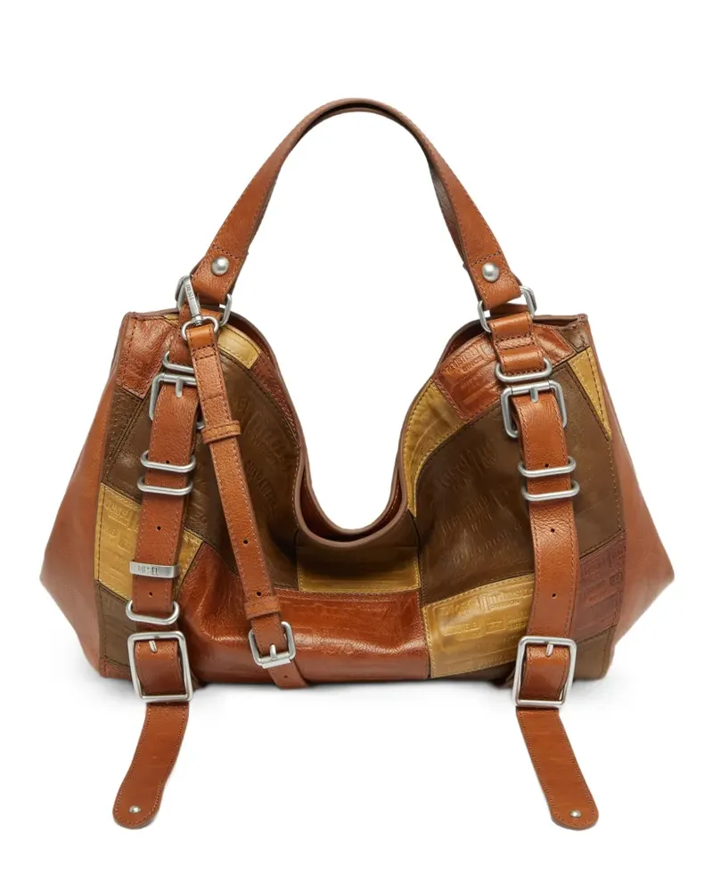 Diesel Mittelgroße D-One Tasche aus Patchwork-Leder - Braun Braun
