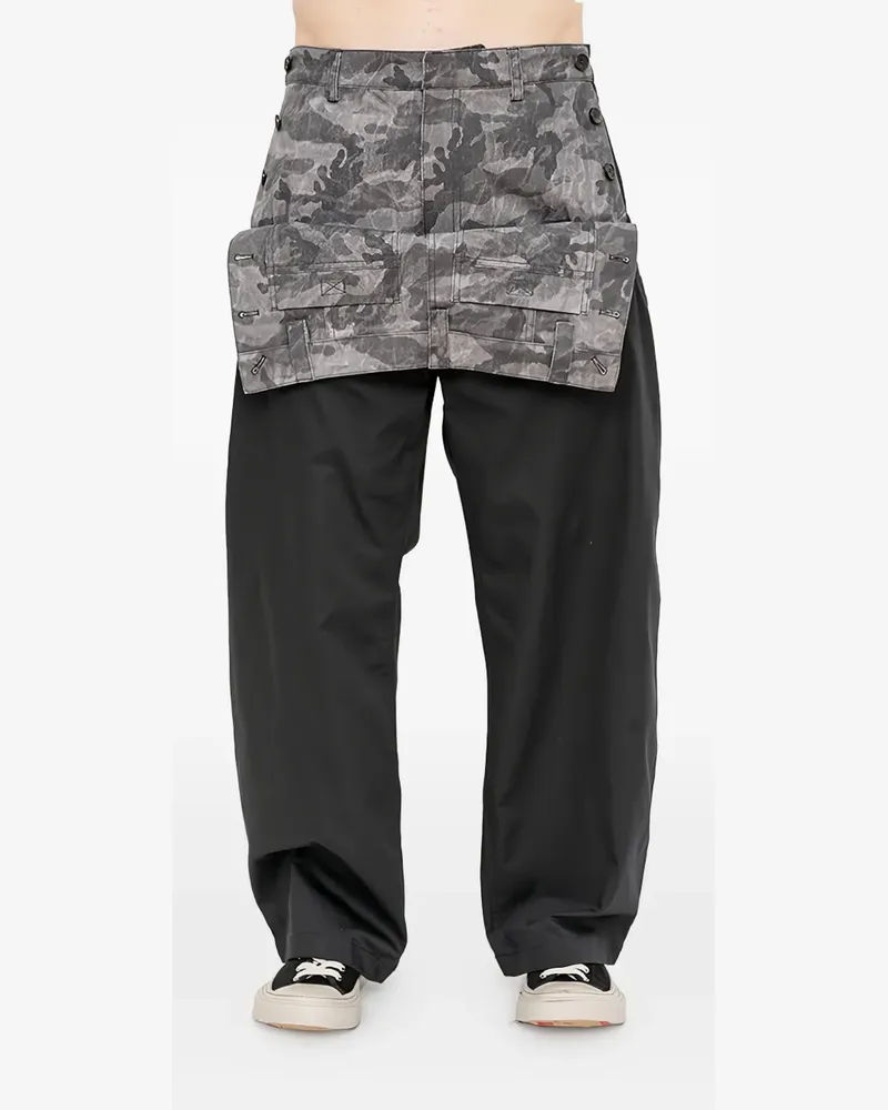 JUUN.J Hose im Layering-Look mit Camouflage-Print - Schwarz Schwarz