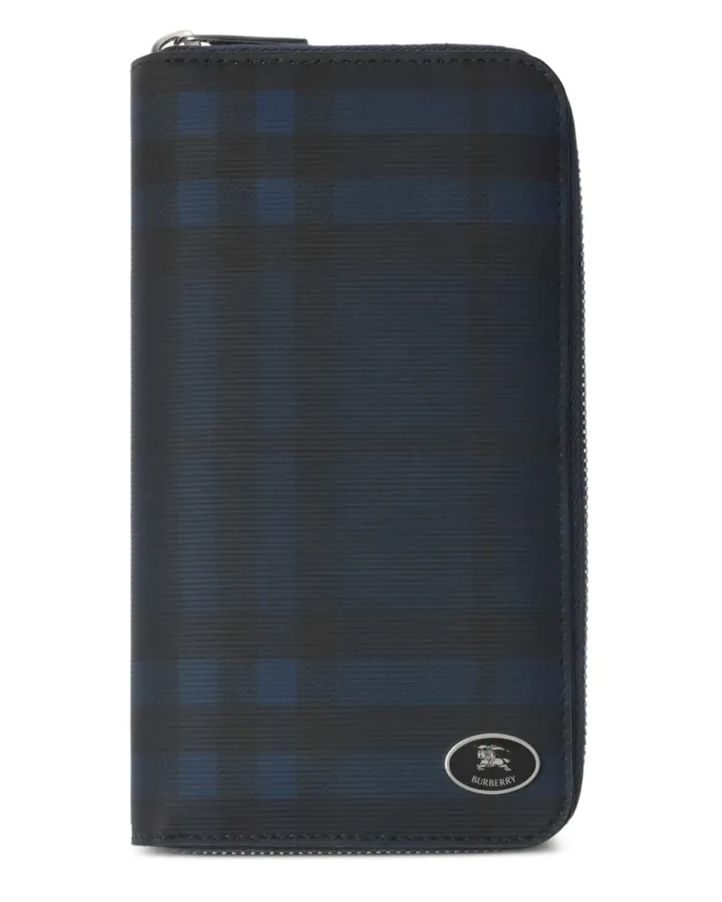 Burberry Kariertes Portemonnaie mit Reißverschluss - Blau Blau