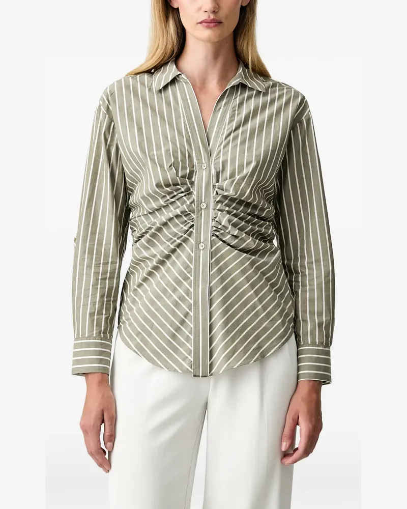 DKNY Gestreiftes Hemd mit Raffung - Grün Grün