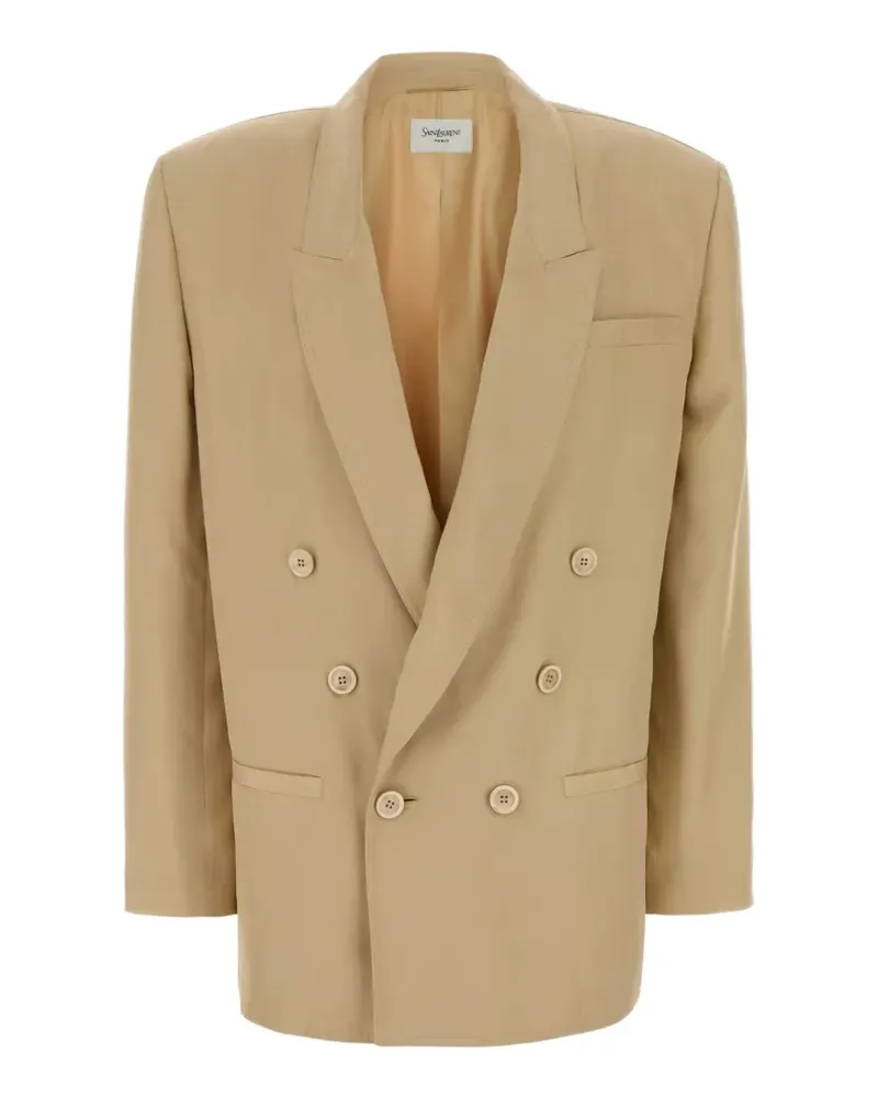 Saint Laurent double-breasted silk blazer - Nude Nude