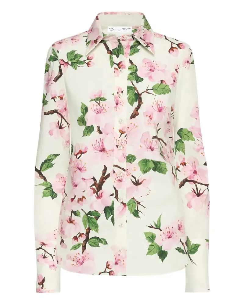 Oscar de la Renta Popeline-Hemd mit Print - Weiß Weiß