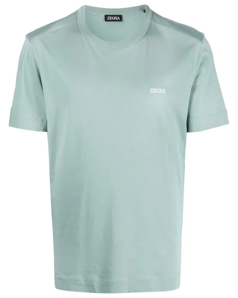 Ermenegildo Zegna T-Shirt mit Logo-Stickerei - Grün Grün