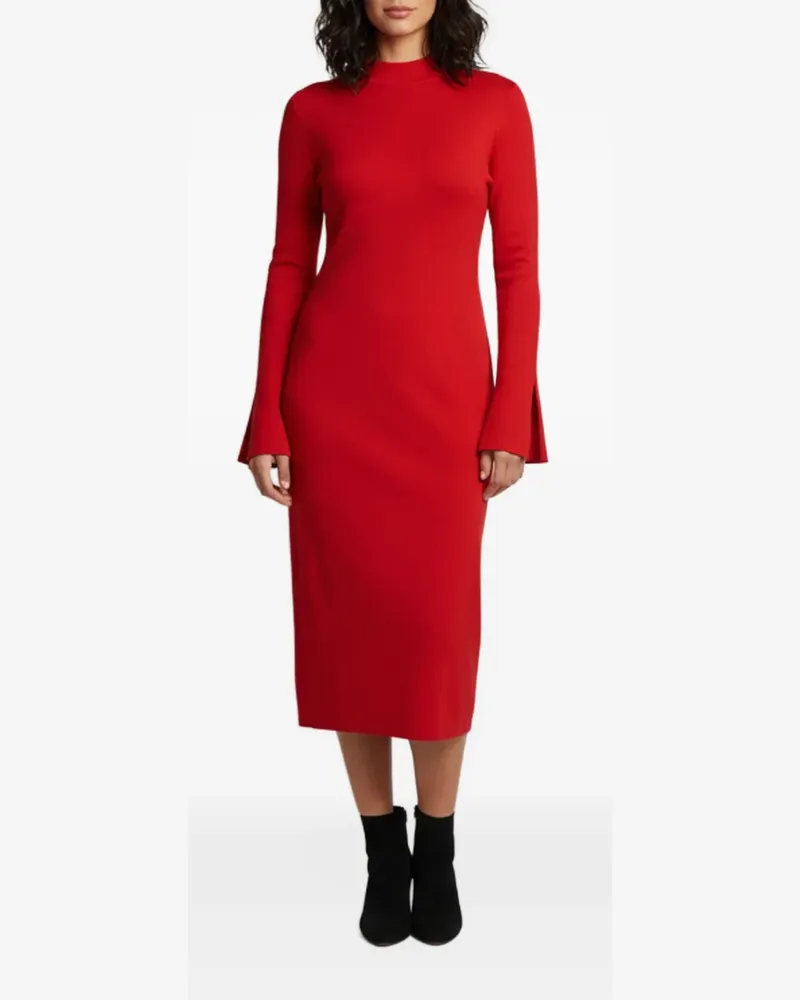 Solace London Ami Midikleid mit Trompetenärmeln - Rot Rot