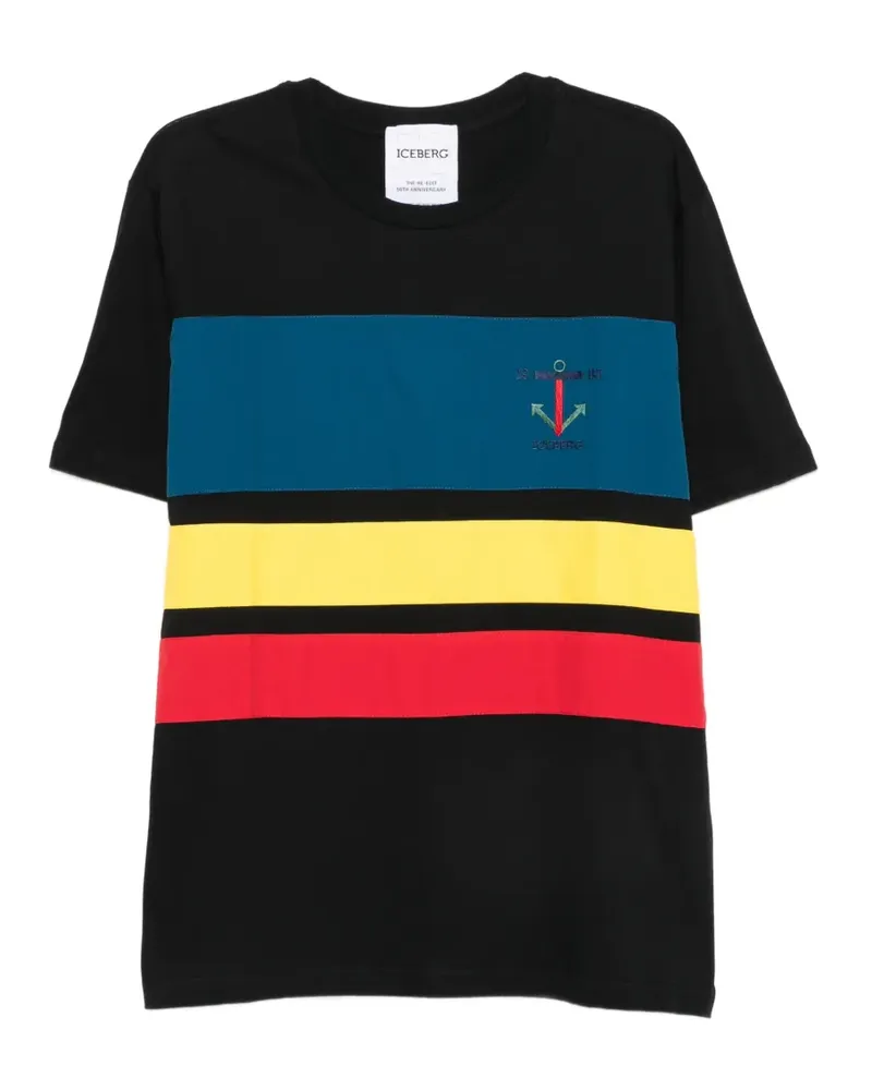 Iceberg Gestreiftes T-Shirt - Schwarz Schwarz